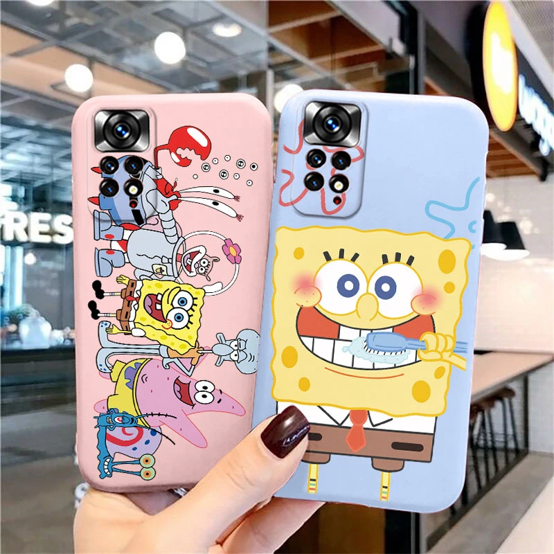 Funny Cartoon SpongeBob SquarePants Phone Case for Xiaomi Redmi Note 11 11S Note11S 4G Cute Patrick Star Silicone Soft TPU Cover