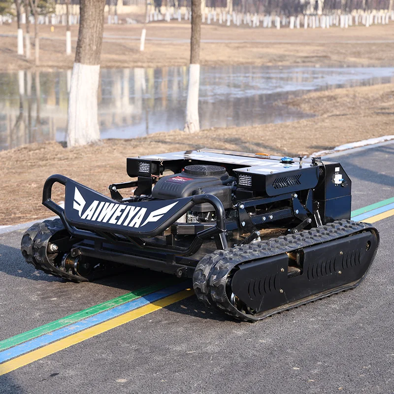 

Customized remote-controlled crawler lawn mower for barren mountain greening, featuring zero rotation on all terrains