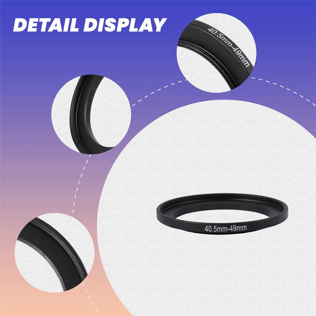 O adaptador do filtro do metal para a câmera, substituição, aumenta o anel, 40.5mm-49mm