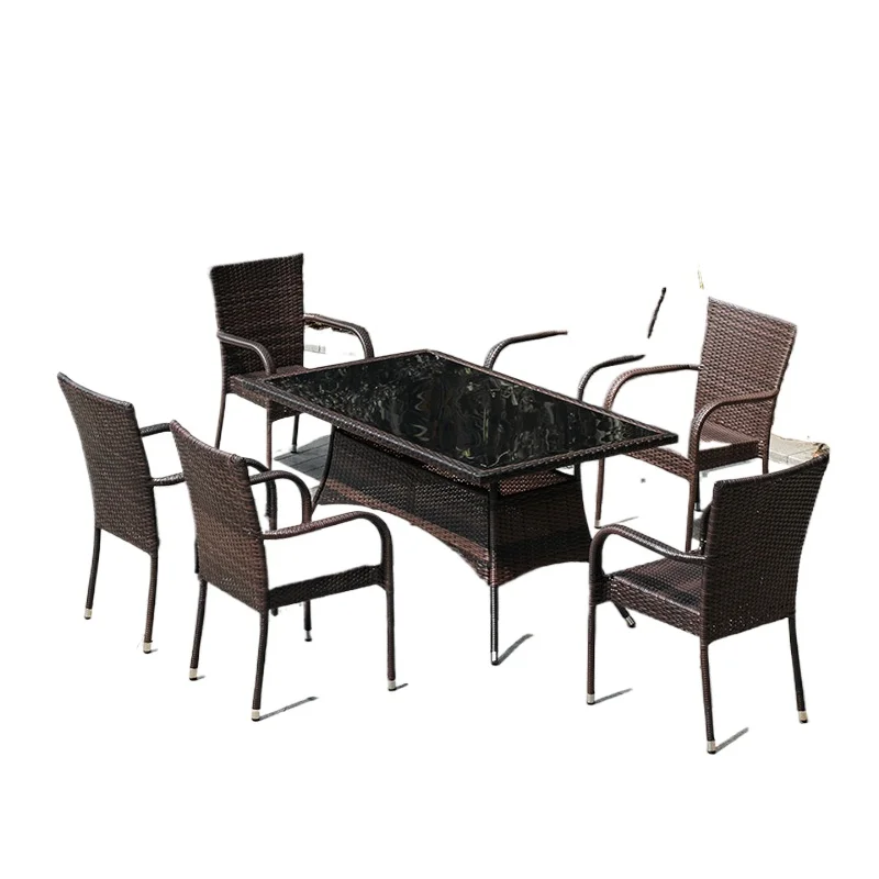 

Outdoor tables and chairs rattan three-piece set courtyard