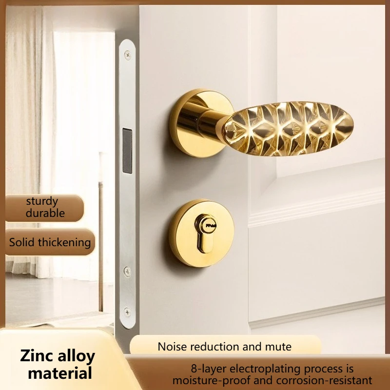 

Crystal gold luxury zinc alloy indoor wooden door lock household children's ball mechanical mute universal bedroom door lock
