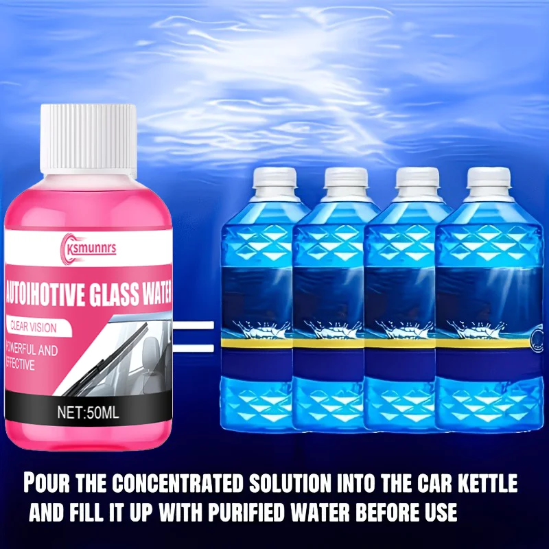 Concentrated windshield wiper fluid for automotive glass, maintaining smoothness and no stripes, quickly restoring clear visibil