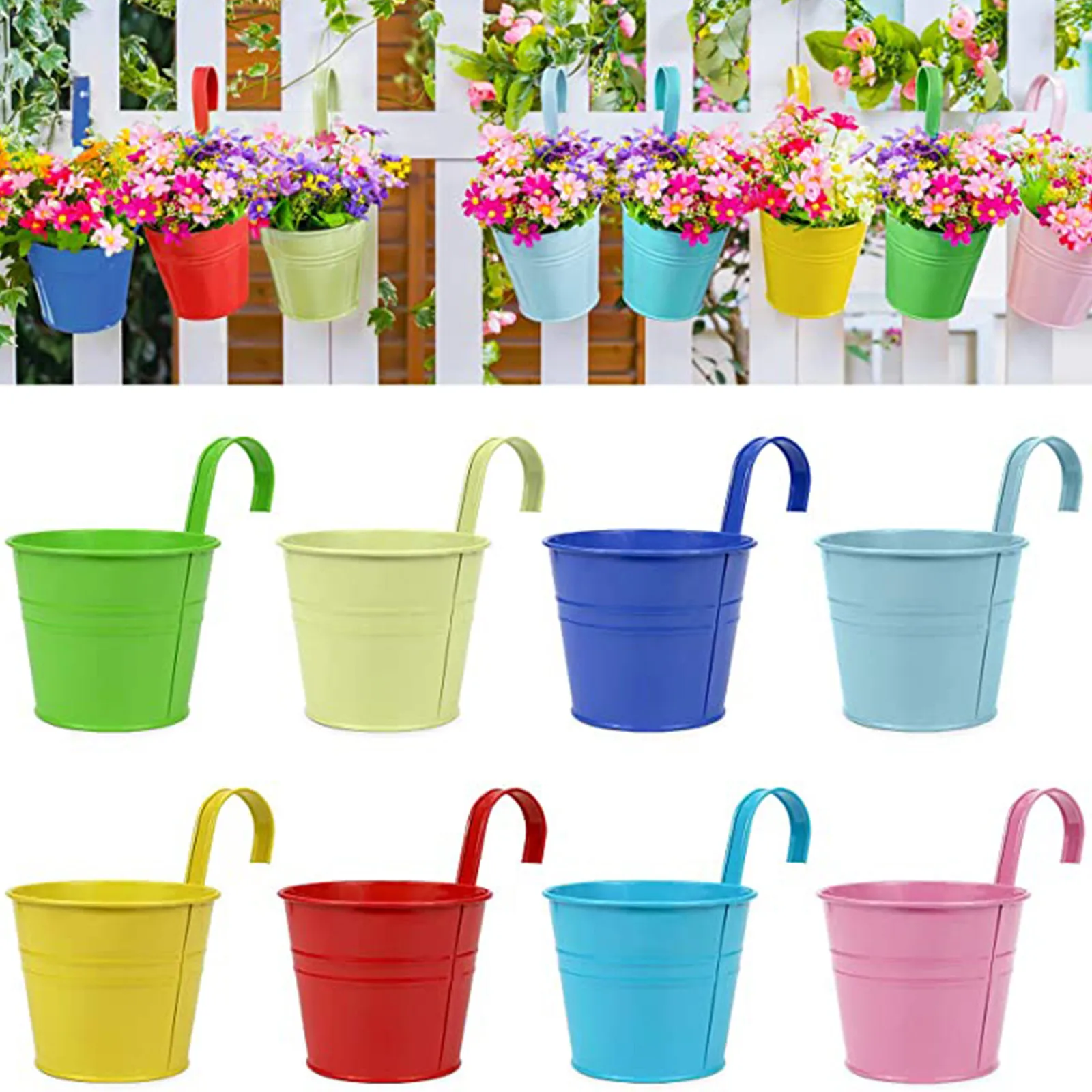 Flower Pot Non Detachable Wall-Mounted Iron Sheet Wall Hanging Basket Flowerpot For Outdoor Garden Balcony Planter Bucket Home