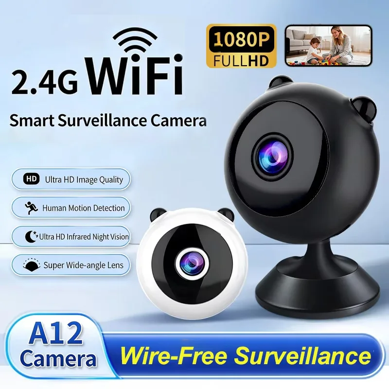 Mini Camera Home WiFi Wireless Remote Smart Security Monitor with HD Night Vision No Plug Required Camera