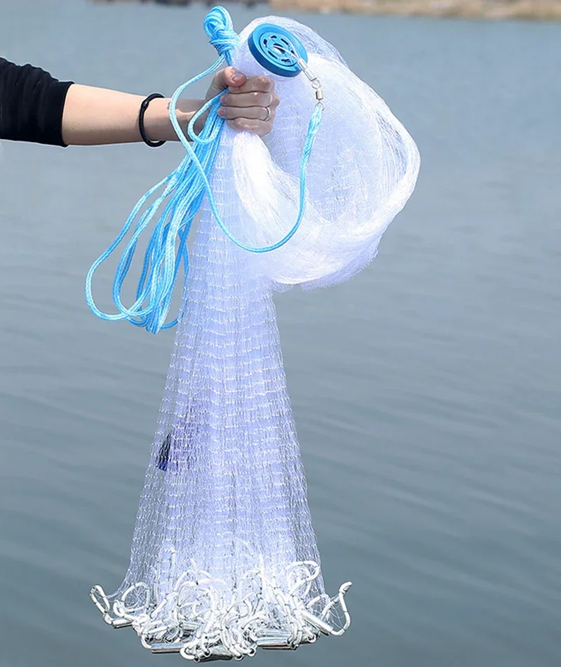 Lawaia Multifilament Line/Monofilament Fishing Line Cast Net Catch Fish Network with Steel Sinker Outdoor Hand Throw Fishing Net