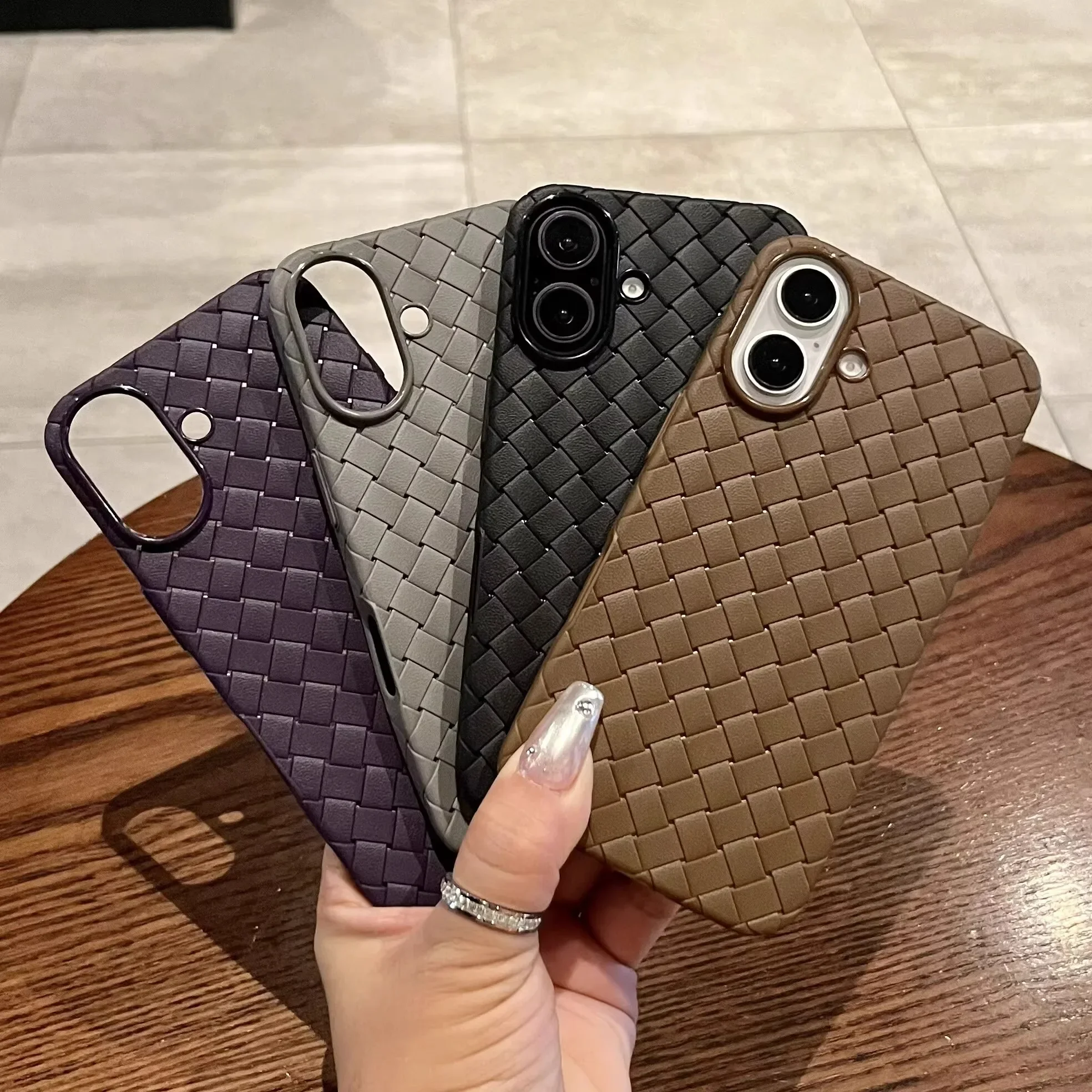 Breathable Mesh Grid Woven Cooling Thin Case For iPhone 15 14 13 12 16 Pro Max Soft Silicone Woven pattern back Cover