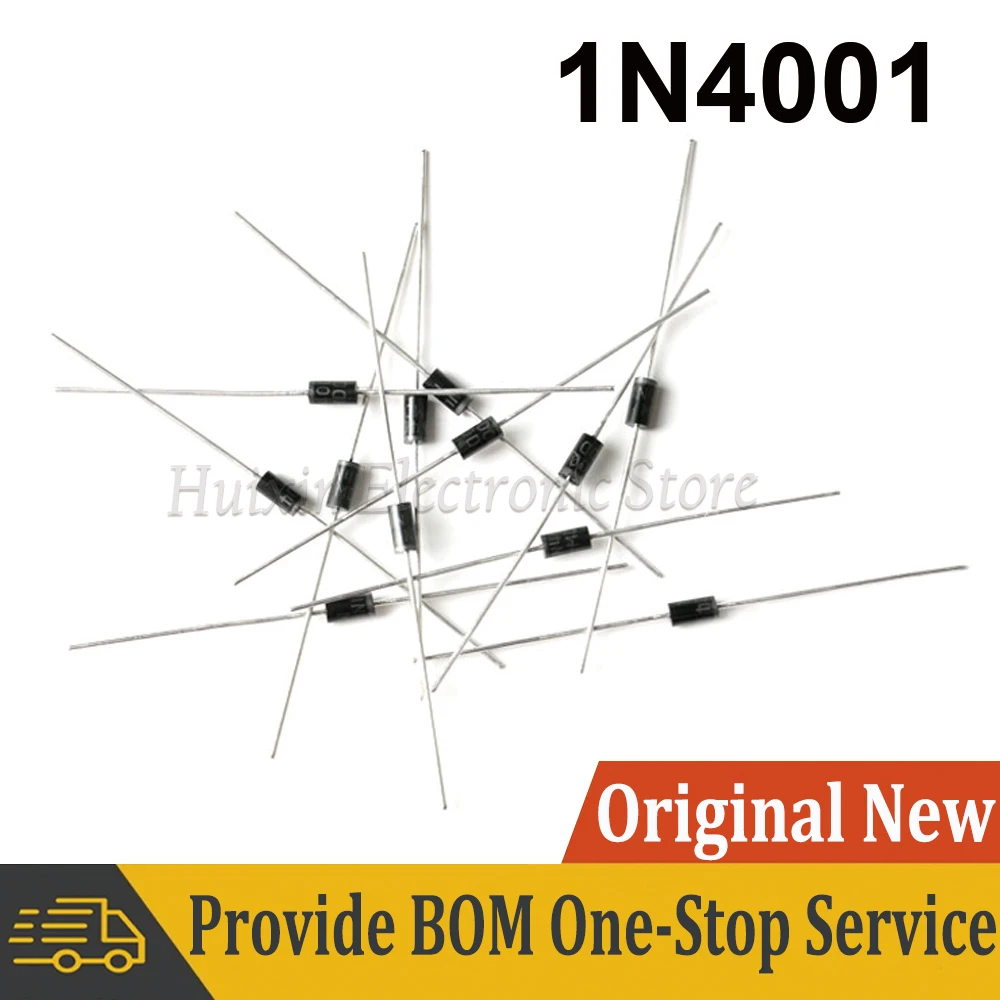 

100pcs/lot 1N4001 4001 IN4001 1A 50V DO-41 High quality Rectifier Diode 1n4001 New