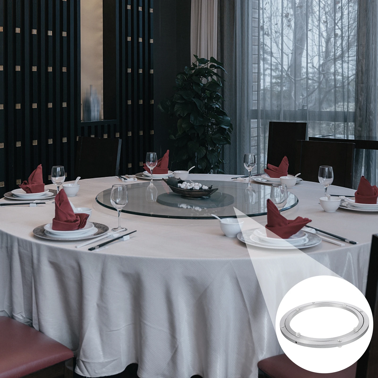 

Aluminum Alloy Dining Table Turntable Bearing Fine Grinding Smooth Degree Rotation Table Base Round Swivel Plate