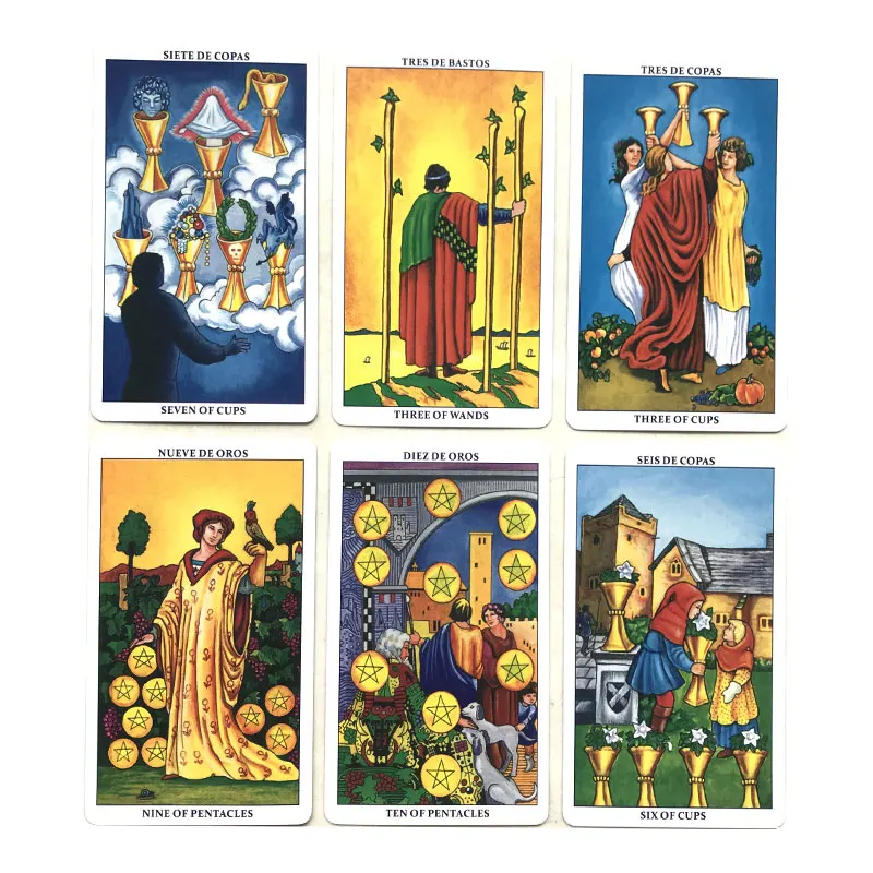 Spanish：Primary Beginner Tarot Oracle Tarot Card Fate Divination Prophecy Card Family Party Game Toy Tarot Brochure Guide