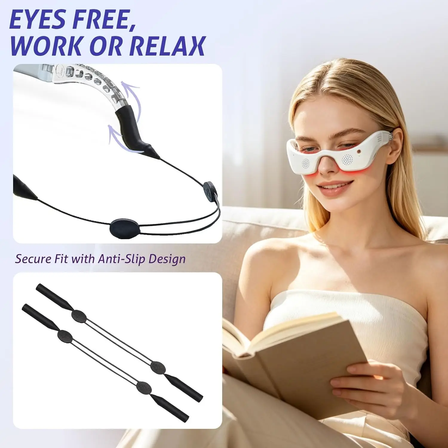 Red Light Eyes Care Beauty Device 7 LEDs Light Cooling Warming Sensation Open Vision Frame Timer Eye Fatigue Relief Lighten Dark Circles Eyes Care Tool