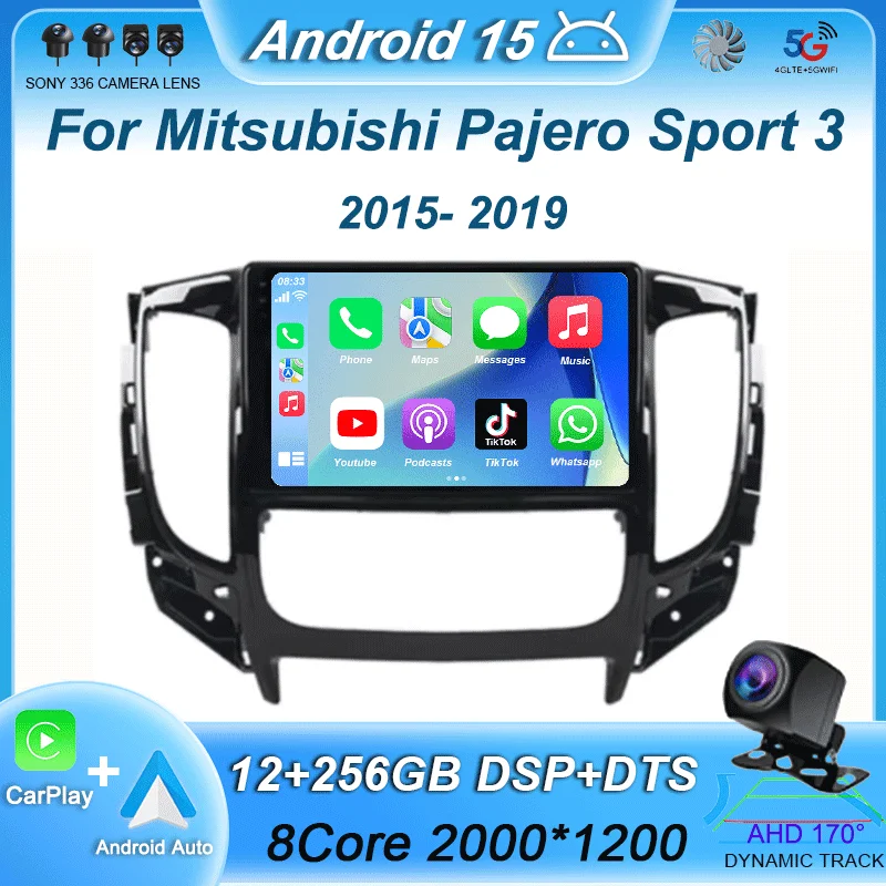 Android 15 For Mitsubishi Pajero Sport 3 L200 5 Triton 3 2015 2016 2017 2018 2019 Car Radio Multimedia Carplay Video Player GPS