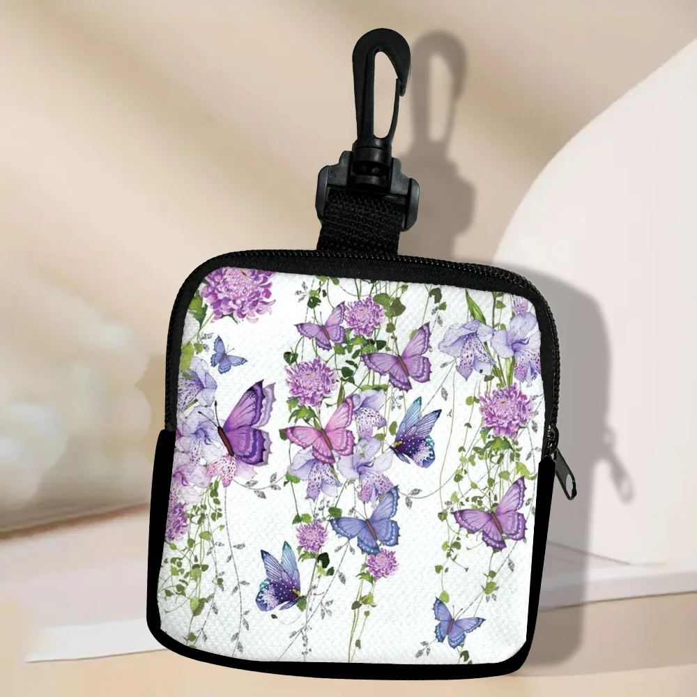 

Purple Butterfly Flower Mini Cosmetic Bag Organizer Women Clutch Wallet Coin Purse Lipsticks Cosmetics Storage Bag Pouch 6.19