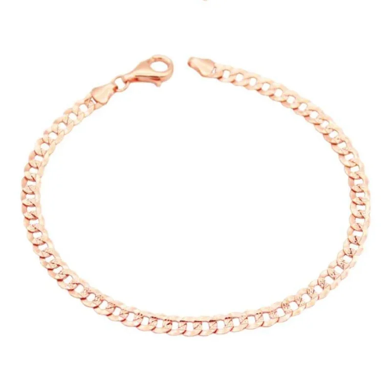 Plated 14k Rose Gold Chunky Chain Bracelet New Charm Classic Men and Women with The Same Style Couple Jewelry