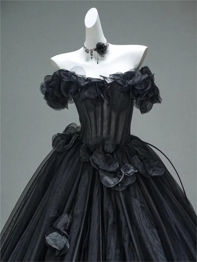 

Black banquet Birthday host Coming-of-age ceremony Art examination music student piano performance dress
