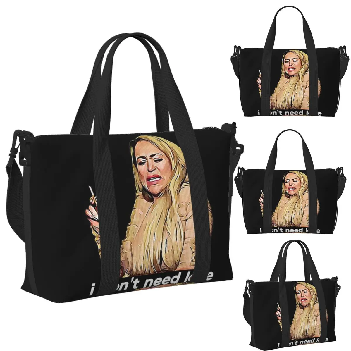 

90 Day Fiance - Darcy Don't Need Lov Beach Travel Bag Large Capacity Tote Bags for Gym Yoga Women Shopping Duffle Shoulder Bag