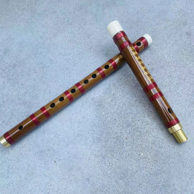 Single-inserted brass with two sections connected to white bone bamboo flute and flute for beginners to learn bamboo flute CDEFG