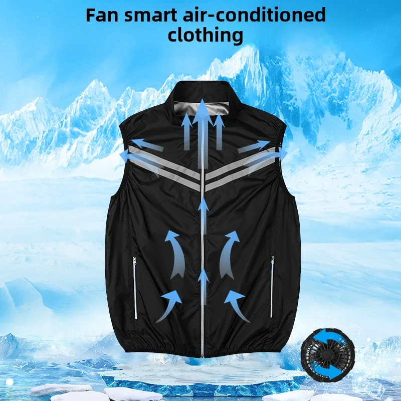 Summer Cooling Fan Vest Men's USB Air Conditioner Jacket Refrigeration Clothes Travel Ultra Light Outdoor Sun Sleeveless Vests