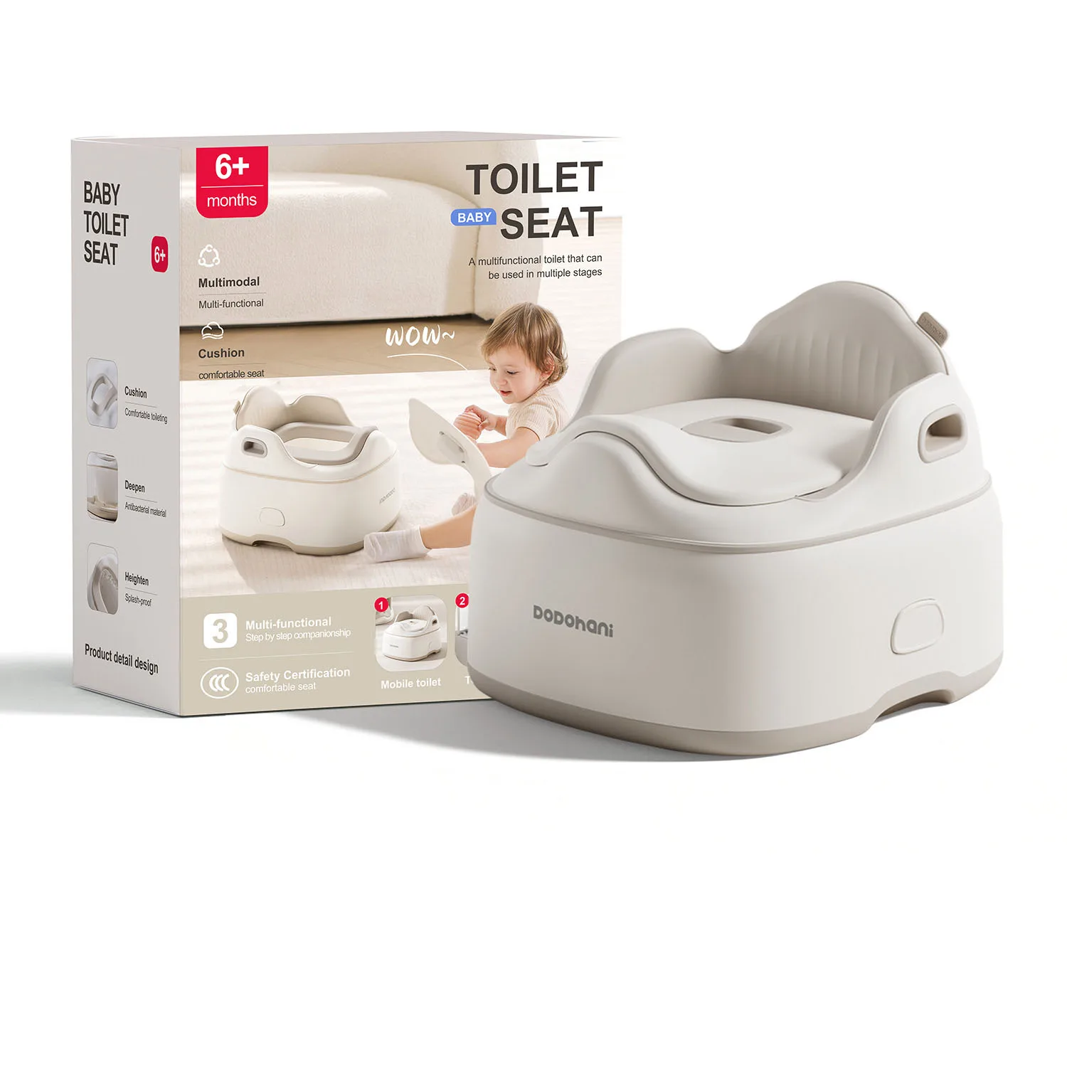 Children's Toilet Seat with Comfortable PU Cushion: Multifunctional, Removable Potty for Potty Training