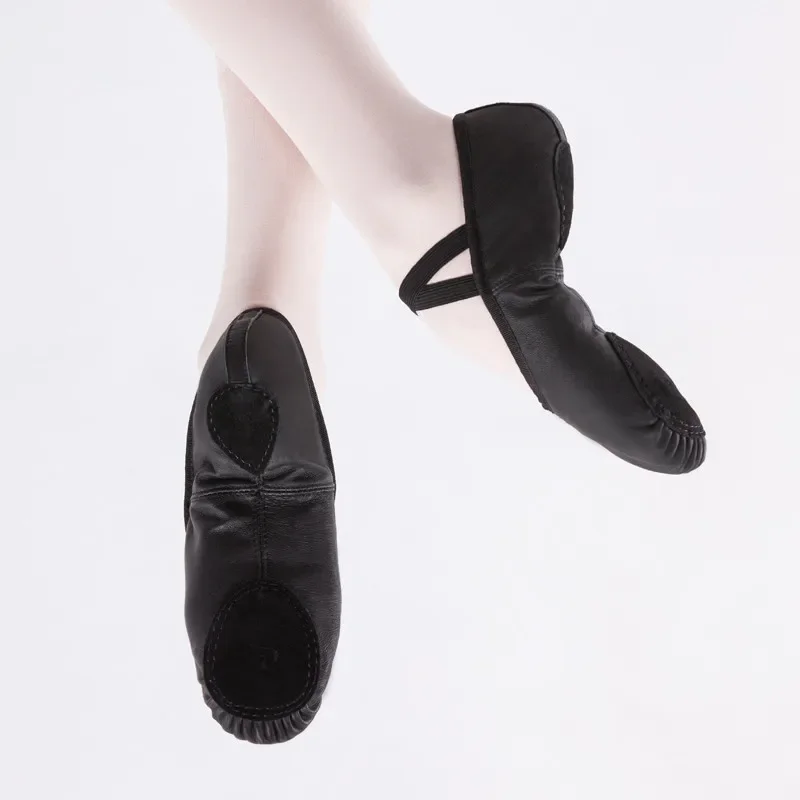 Men\'s Ballet Soft Split Sole Shoes Genuine Black Pigskin Leather Large Size Dance Practice Cat Claw Dance Shoes