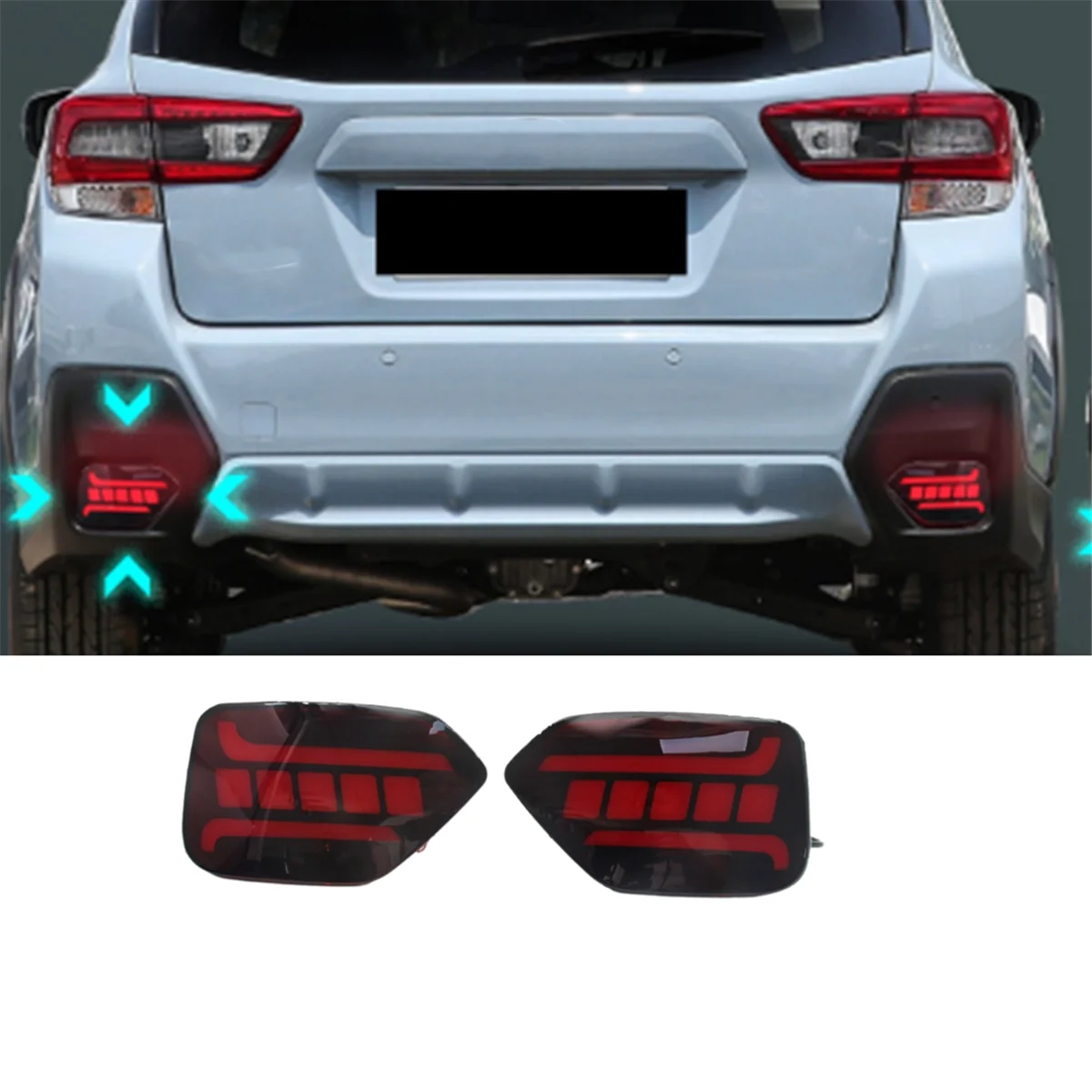 Car Rear Bumper LED Taillight Dynamic Turn Signal Lights Reflector Light Brake Light for XV 2018-2023