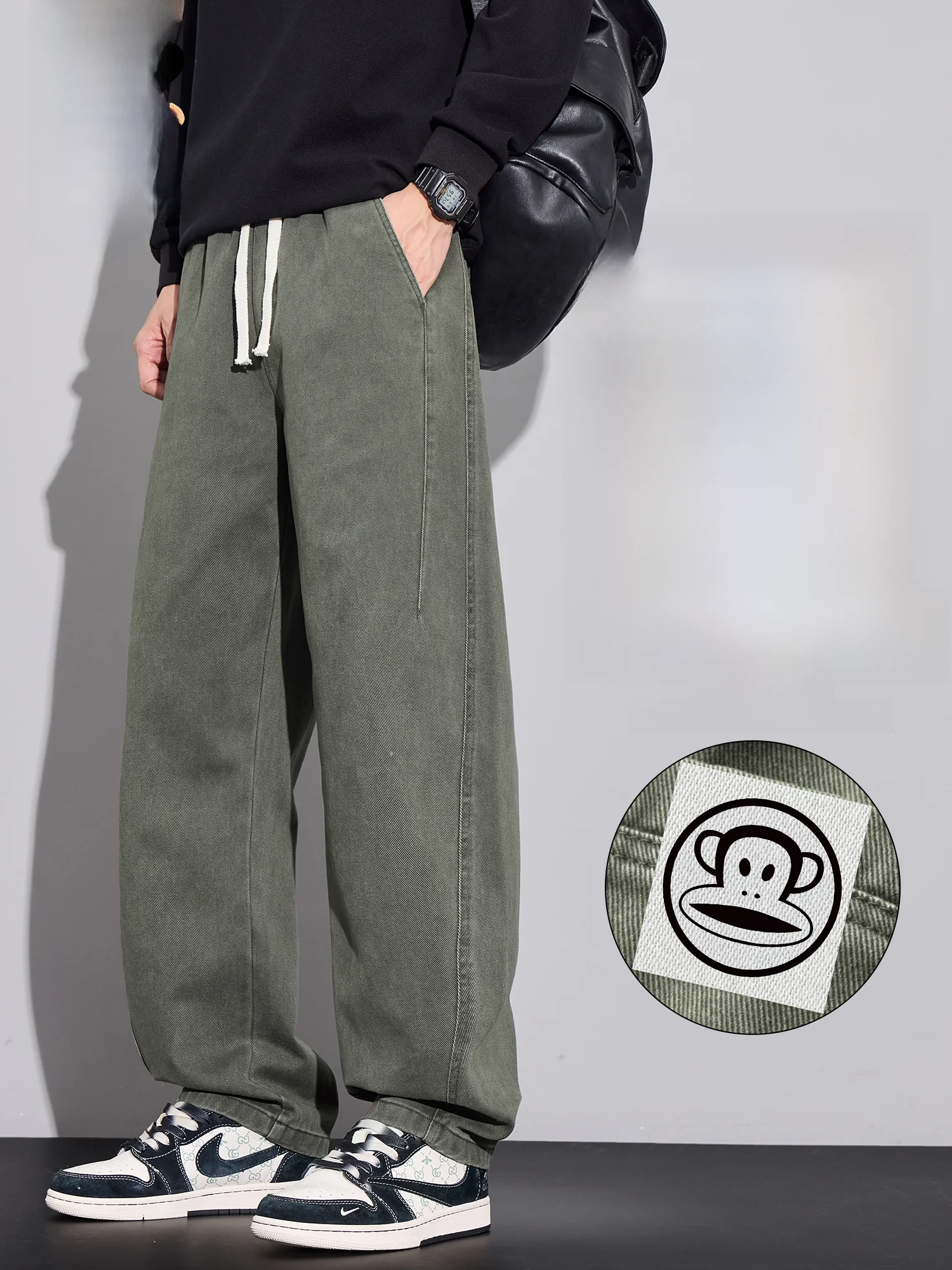 

Мужские повседневные брюки Paul Frank из хлопка, прямого кроя, свободные, струящиеся, рабочие, длинные, удобные, прямого силуэта