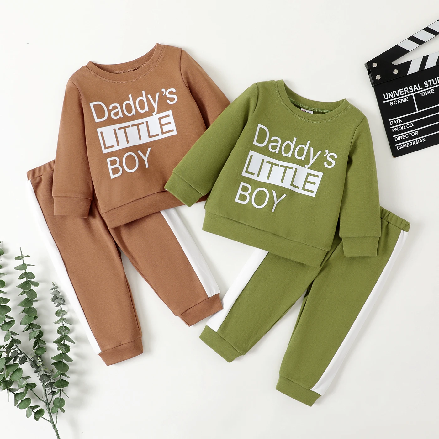 

PatPat 2pcs Baby Boy Letters Graphic Long-sleeve Top and Pants Set