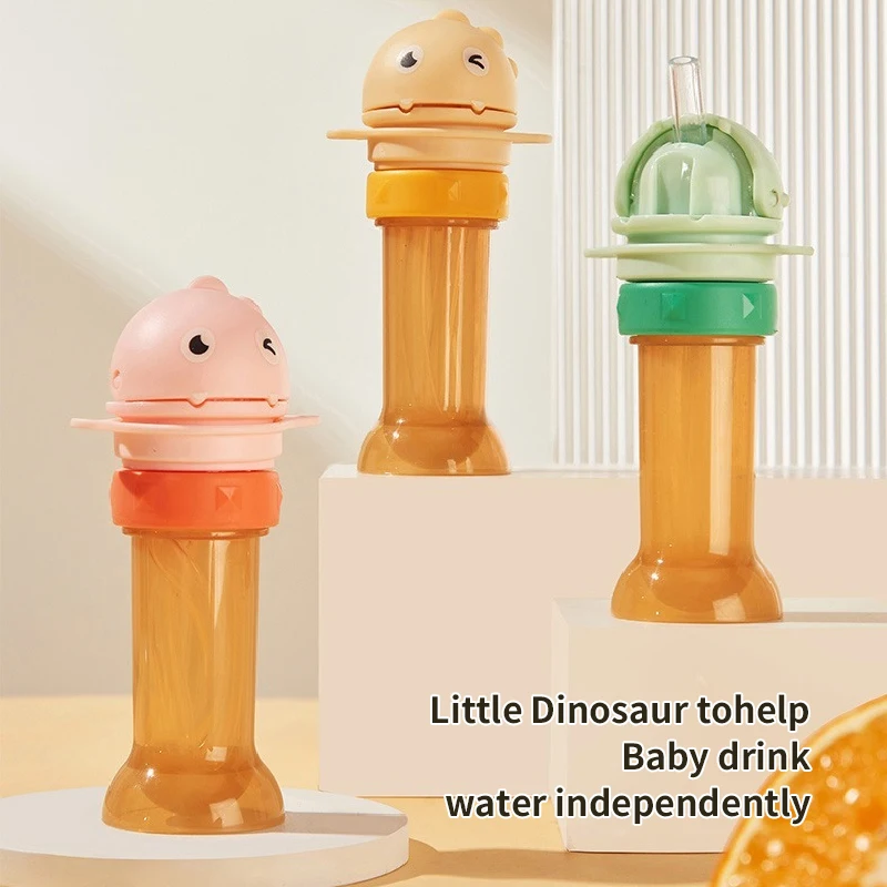 Universal Baby Straw Cap for Water Bottles Anti-Choking Dinosaur Straw Adapter Portable Travel Drinking Bottle Accessory