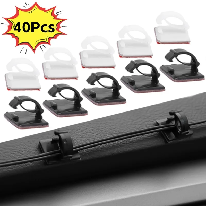 10/20/40Pcs High Quality Car Wire Tie Cable Clips Self-Adhesive Cable Driving Recorder Wire Management Wrap Cable Clamp Bracke