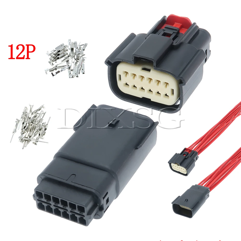 1 Set 12 Pin 33472-1206 33482-1206 33482-1201 33472-1201 Automobile Headlight Wire Harness Waterproof Connector for Ford Buick