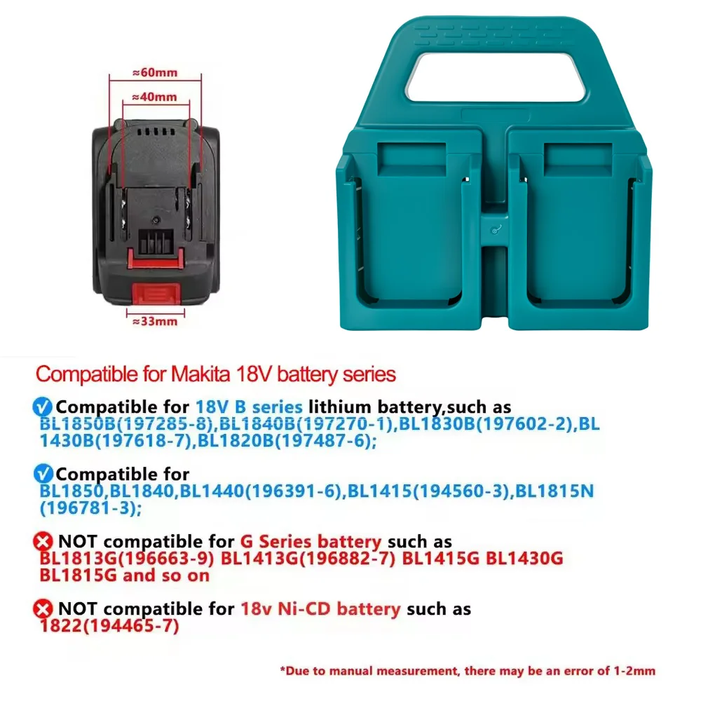 4x Battery Mount Holder Portable Storage Rack Basket Bracket Holder For Makita 18V Battery (NO Batteries)