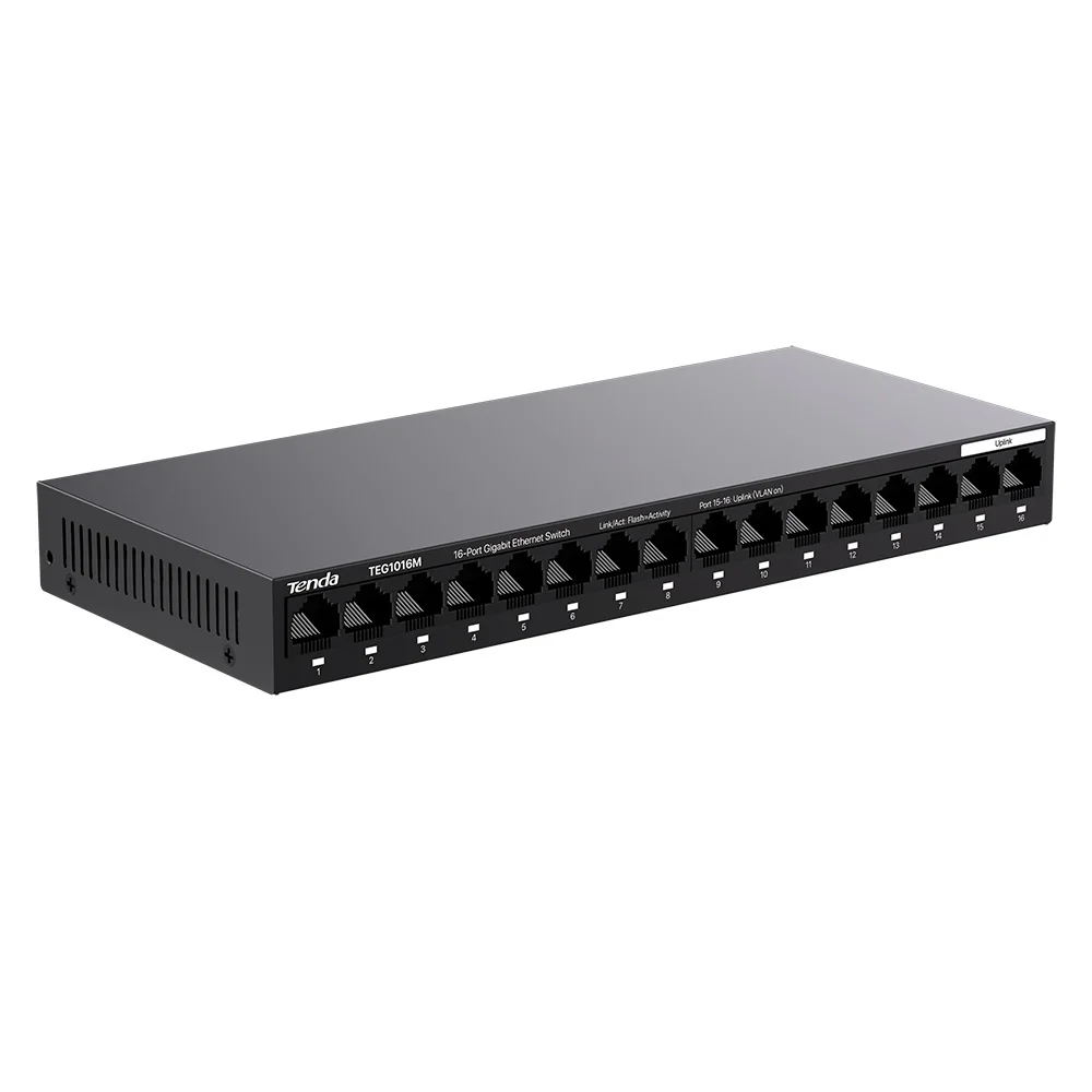 Tenda 16 Port Gigabit Switch 100/1000Mbps Desktop Switch Hub Network Full/Half Duplex TEG1016M Vlan RJ45 Ethernet interruptor