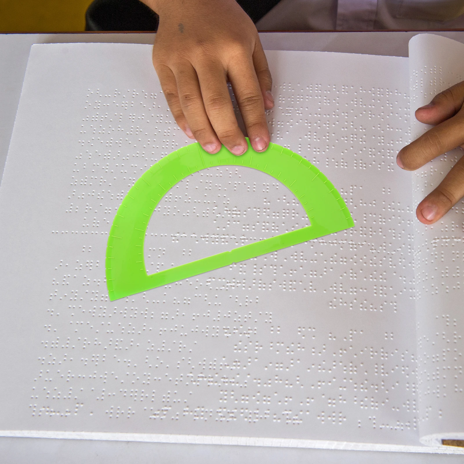 

Blind Protractor Light Green High Contrast Tactile Measuring Tool For Visually Impaired Students Durable Math Protractors Angle