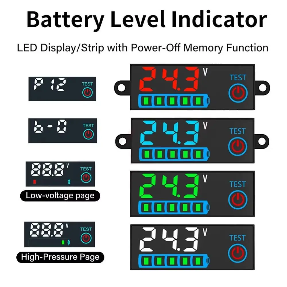 1Pcs DC 7-55V Battery Level Indicator 12V 24V 36V 48V 3S-14S Battery Charge Indicator Board LED Screen Low Voltage Alarm