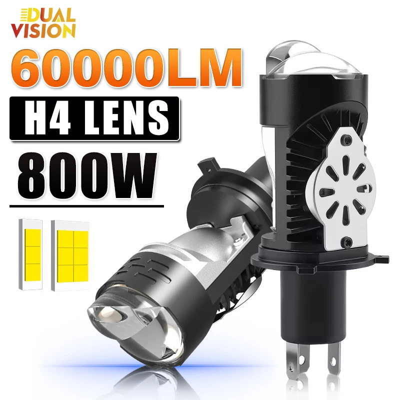 

Светодиодные линзы H4 Mini Bi Led Проекторные фары Лампы высокой мощности 800W CANBUS H4 Дальний ближний свет 6000K Для мотоциклов Турбо Противотуманные фары