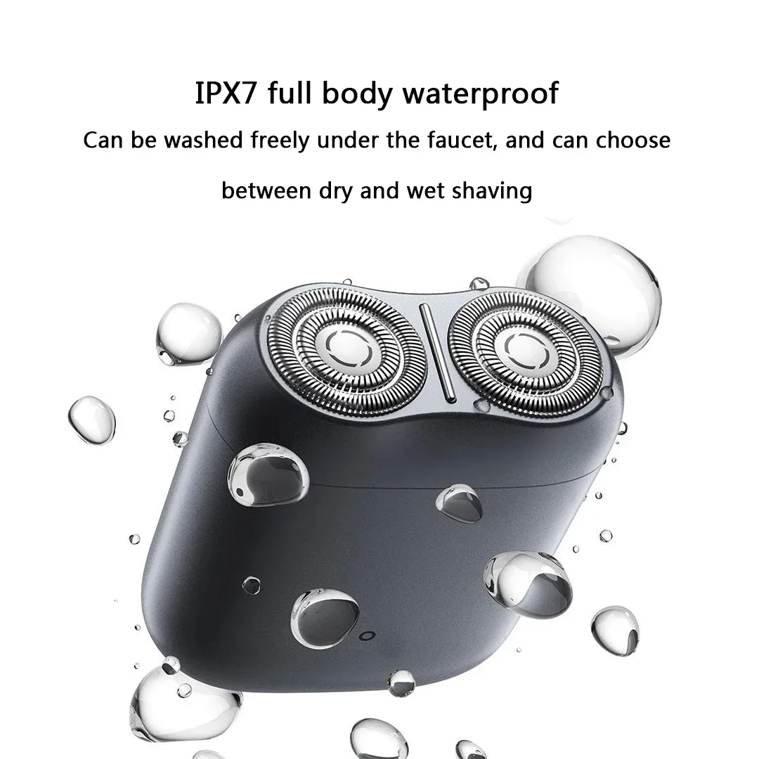 ماكينة حلاقة كهربائية Xiaomi Mijia S200 بدون صندوق محمول IPX7 ماكينة حلاقة رطبة وجافة قابلة لإعادة الشحن شفرة شفط مغناطيسية للرأس