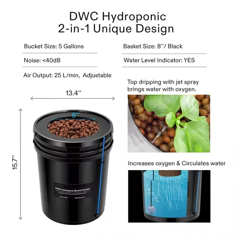 5 Gallon DWC Hydroponic System Kit