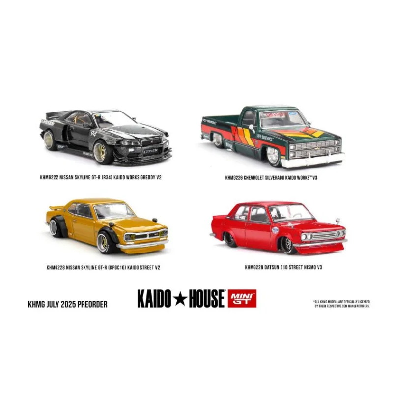 

MINIGT Nissan Skyline GT-R (R34)Nissan Skyline2000 GT-R Chevrolet Silverado Datsan 510 Alloy Automotive Model