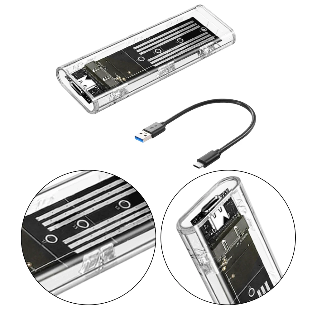 เคสใสสำหรับใส่ฮาร์ดดิสก์ภายนอก M.2 NGFF SATA Type C USB 3.1 ความเร็ว 10Gbps สำหรับขนาด 2230/2242/2260/2280