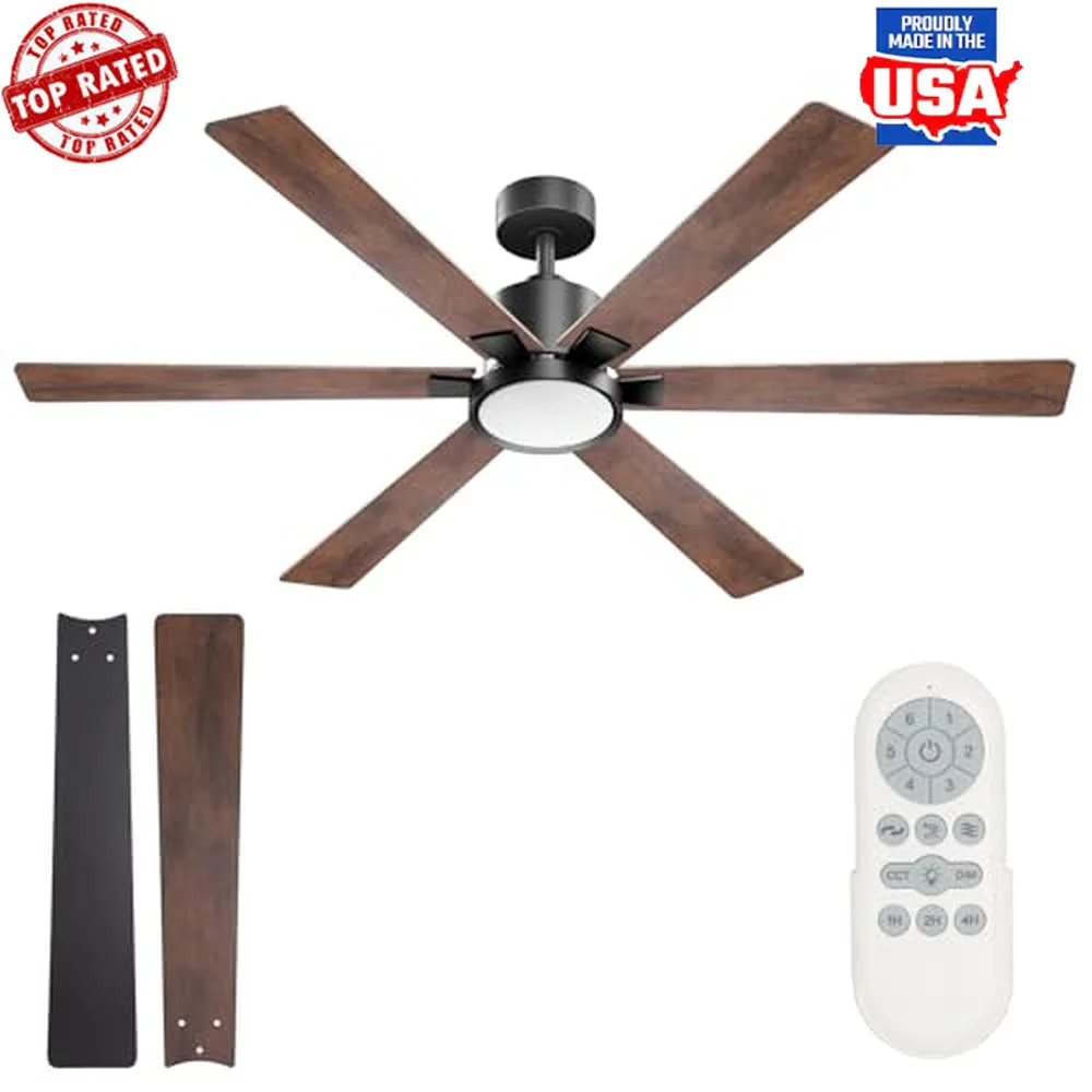 52 Inch Reversible Farmhouse Ceiling Fan with Dimmable LED Light Remote Control ETL Listed Indoor Manufacturer