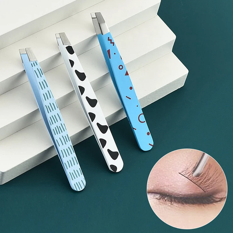 1Piece Eyebrow Tweezer Cartoon Pattern Hair Beauty Fine Hairs Puller Stainless Steel Slanted Eye Brow Clips Removal Makeup Tools