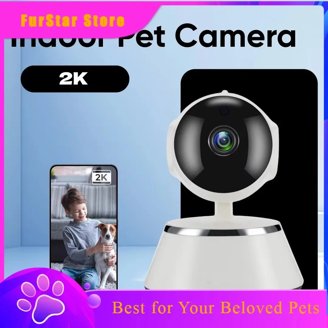 FurStarIndoor Pet Dog Camera 2K Home Security With Night Vision For Dog Cat Monitor WiFi Human Pet Works Voice Assistants Pet Ca