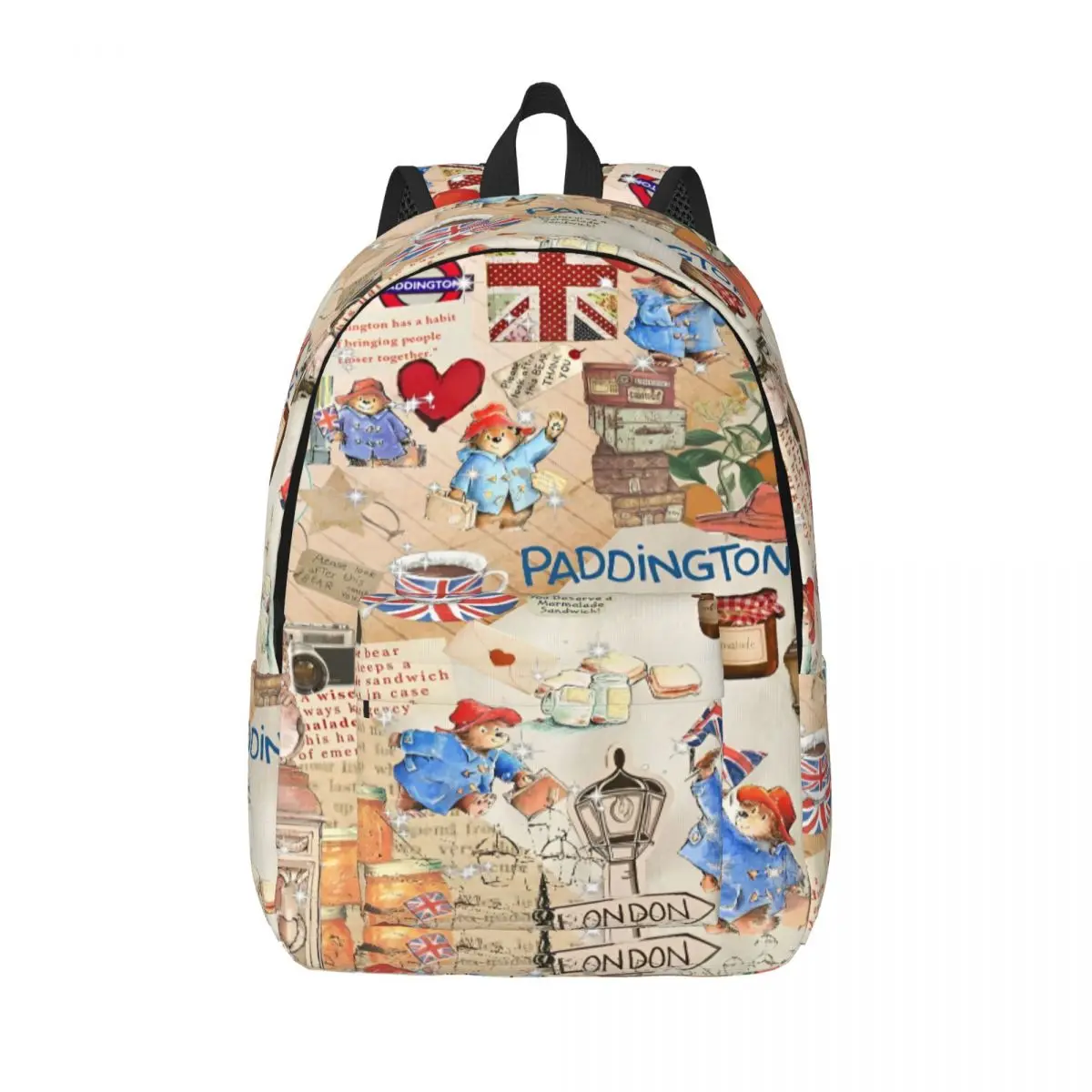 

Paddington Brown Bear Backpack for Men Women Cool High School Hiking Daypack Britain Cartoon Movie Laptop Shoulder Bag Gift