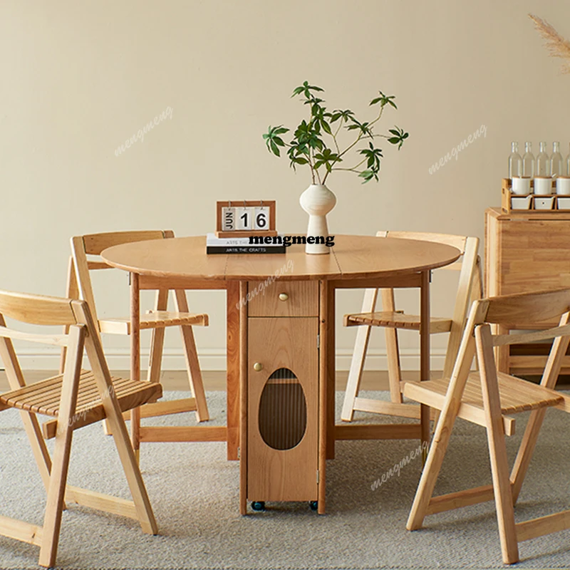 

Folding Nordic Dining Tables Modern Functional Round Kitchen Dining Tables Restaurant Wood Salon Mesas De Jantar Home Furniture