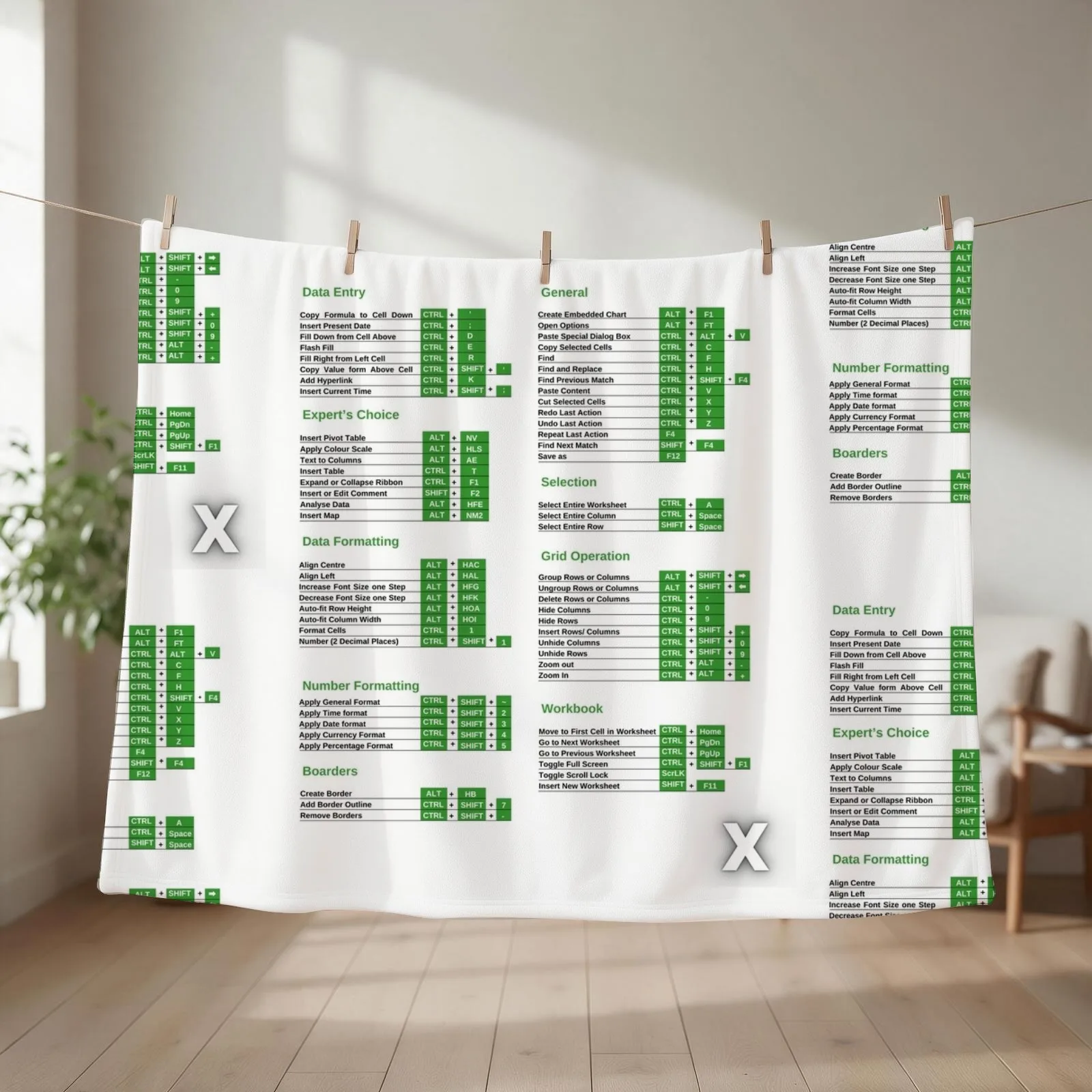 Excel Shortcuts White and Black Throw Blanket couch cozy soft plush fuzzy picnic outdoor blanket