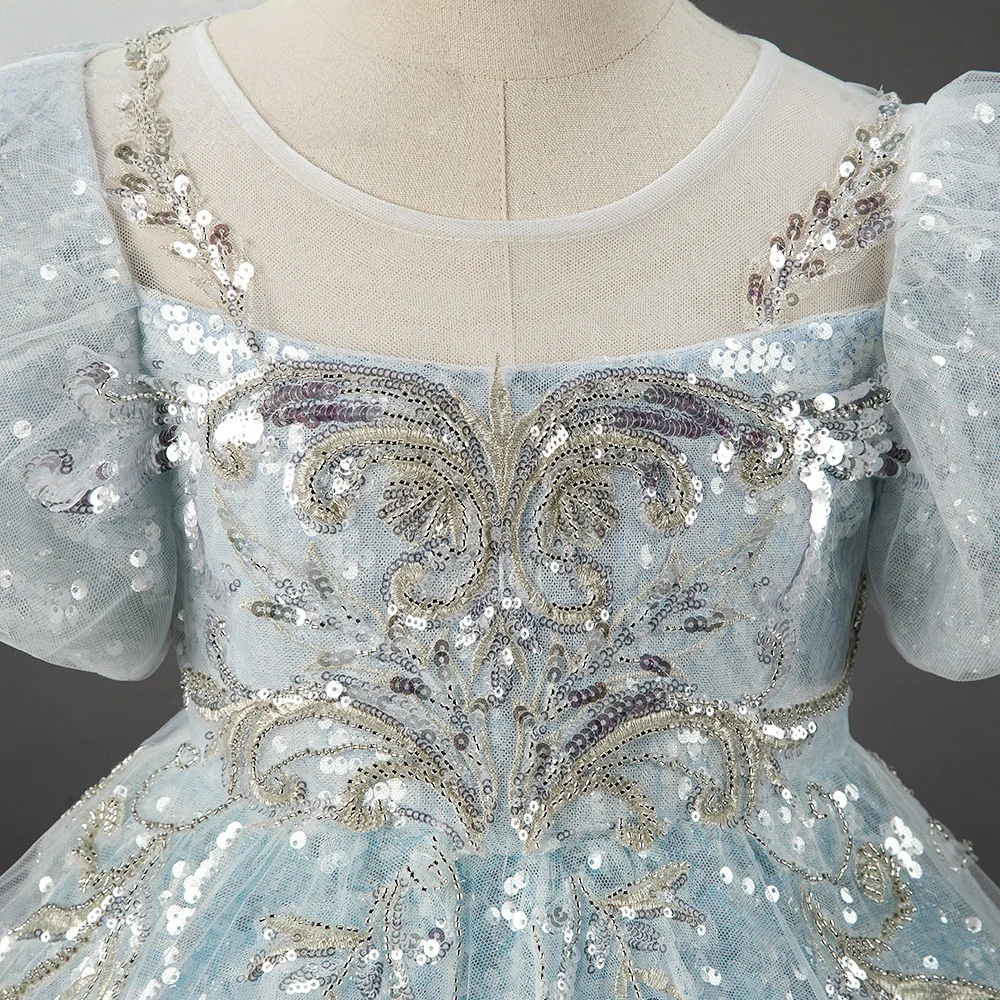 Custom JDY High Flower Girl Dress Wedding Guest Gown Birthday Party Pageant Dress Kids Formal Gown فساتين اطفال