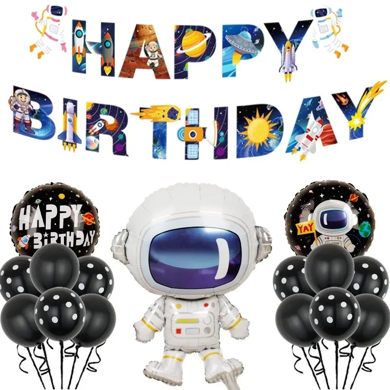 Disney Astronaut Cartoon Children's First Birthday Decoration Aluminum Film Balloon Set Layout