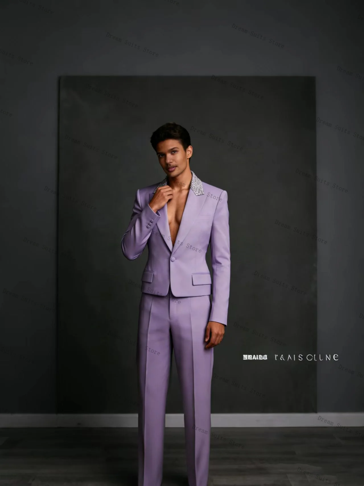 

Мужской костюм Crystals, 2 предмета: пиджак и брюки, на заказ, светло-фиолетовый, хлопковый, для офиса, свадьбы, выпускного вечера