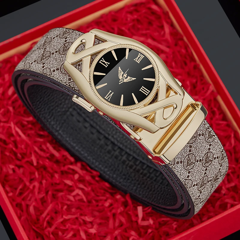 

Мужской ремень из натуральной кожи высшего качества с автоматической пряжкой, новинка 2026 года, для молодежи, под костюм и брюки