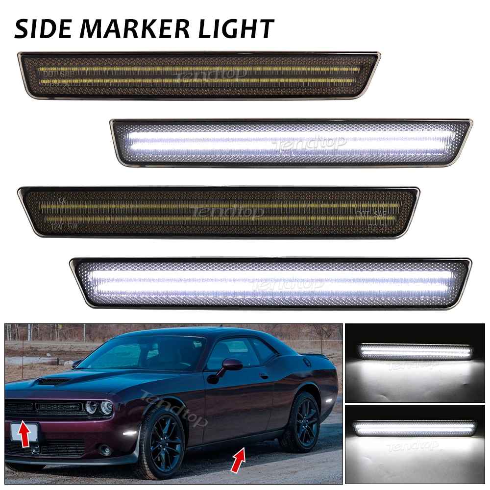 

White LED Front Rear LED Side Marker Light For Dodge Challenger 2015 2016 2017 2018 2019 2020 2021 Side Marker Lamp