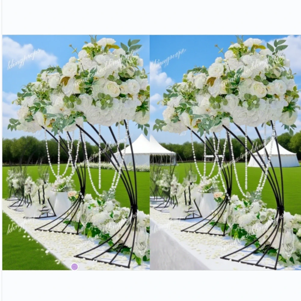 

10 шт., принадлежности для свадебного украшения, черная свадебная арка, рамка, изогнутая круглая люстра, подставка с цветочным рисунком, напольная люстра для декора стола